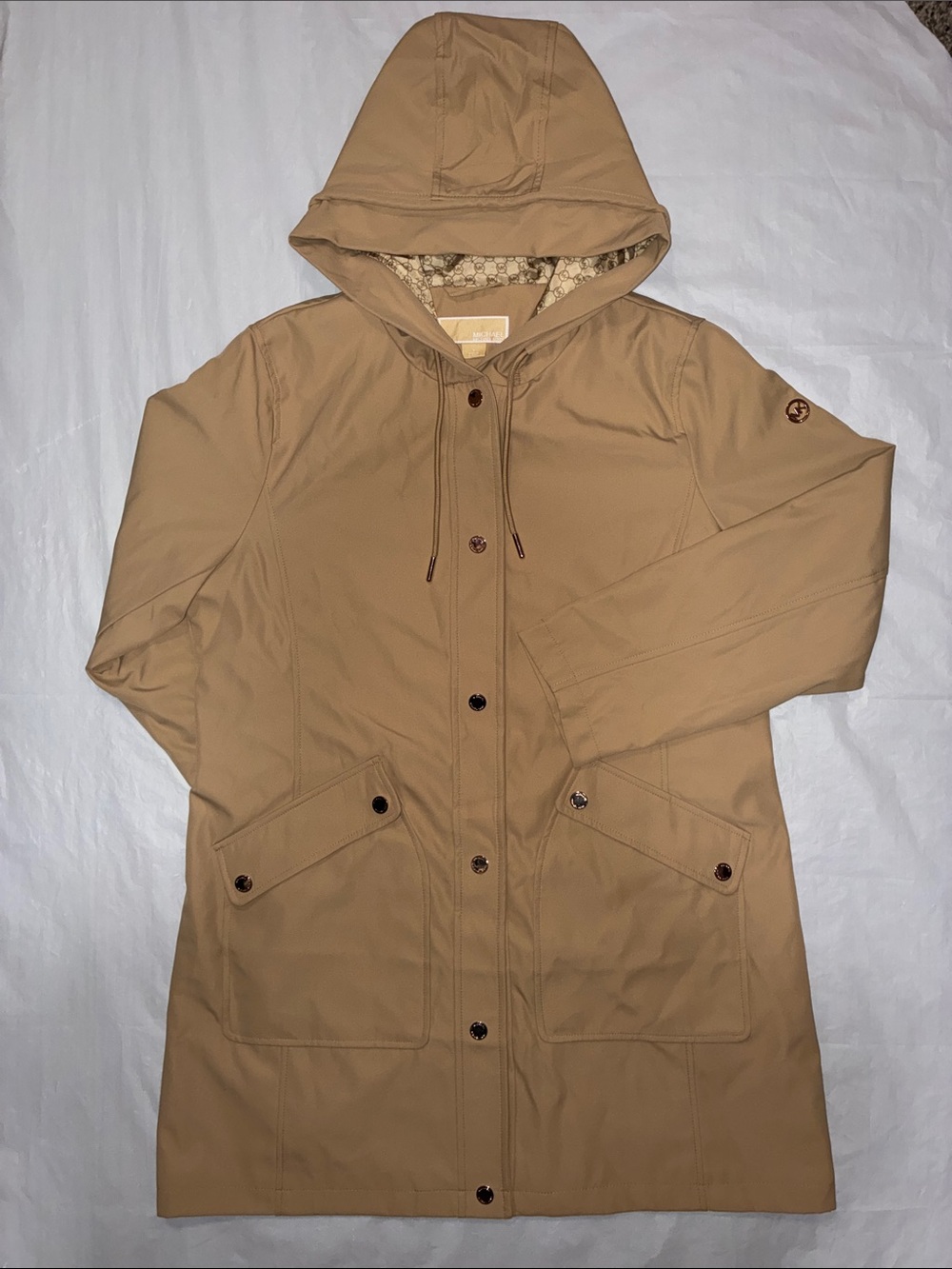 MICHAEL Michael Kors Hooded Trench Coat in Tan